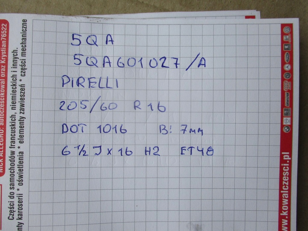 roată de rezervă de schimb 5QA601027A ET48 R16 Product image