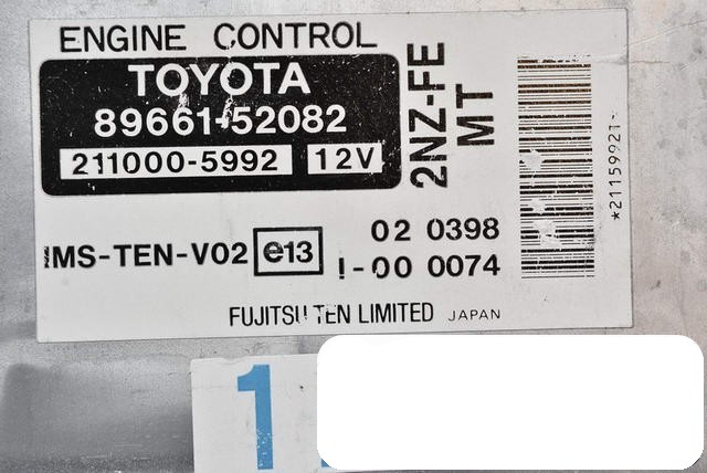 computer TOYOTA YARIS 1.3 89661-52082 211000-5992 Product image