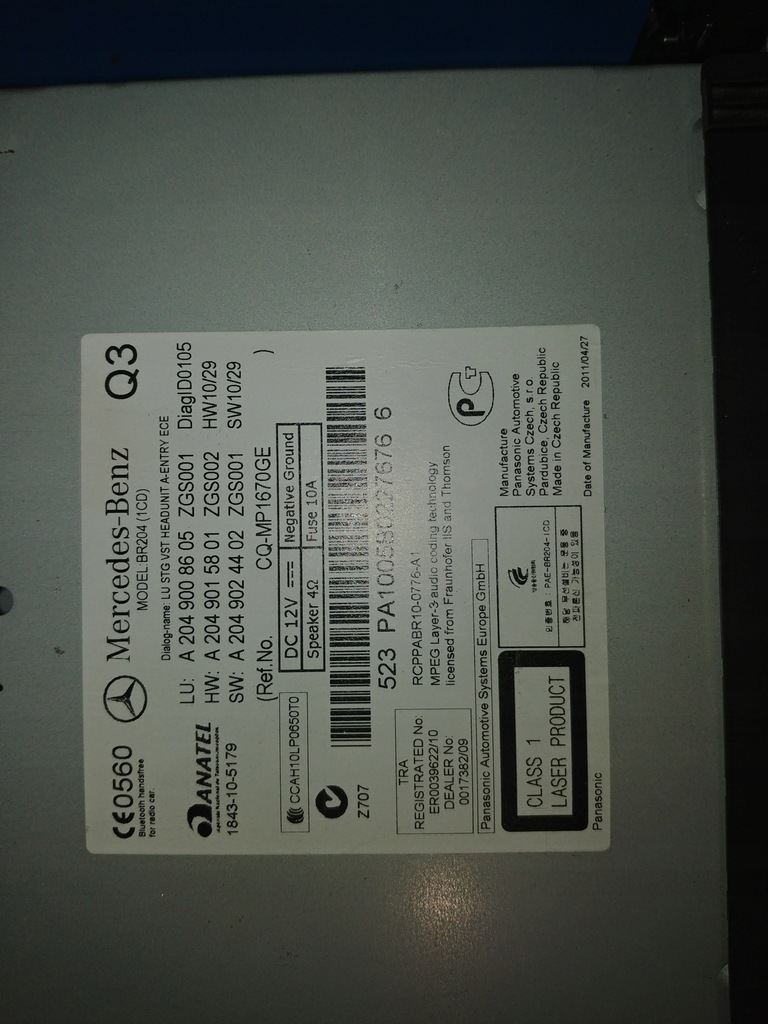 RADIO DE NAVIGAȚIE MERCEDES W204 A2049008605 Product image