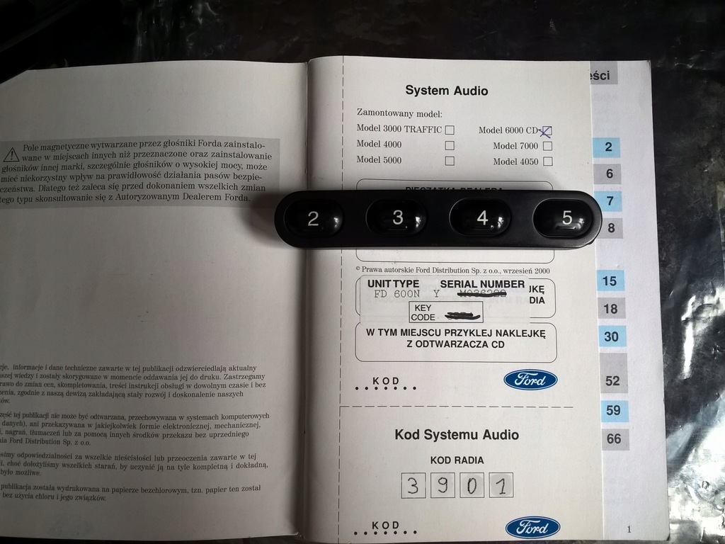 RADIO FORD MONDEO FOCUS FIESTA 6000CD RDS EON + COD Product image