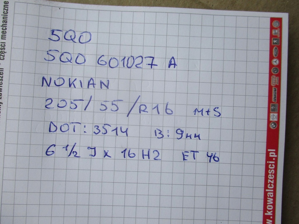 roată de rezervă de schimb 5Q0601027A R16 M+S ET46 Product image