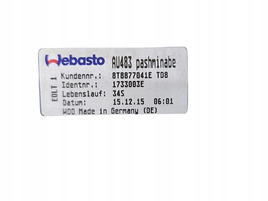 Trapă Audi A5 Sportback Audi OE 8T8877041E 2015 Product image