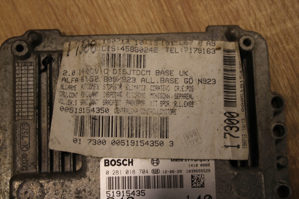 CALCULATOR CONTROLLER MOTOR ALFA ROMEO GIULIETTA 2.0 JTDM Product image