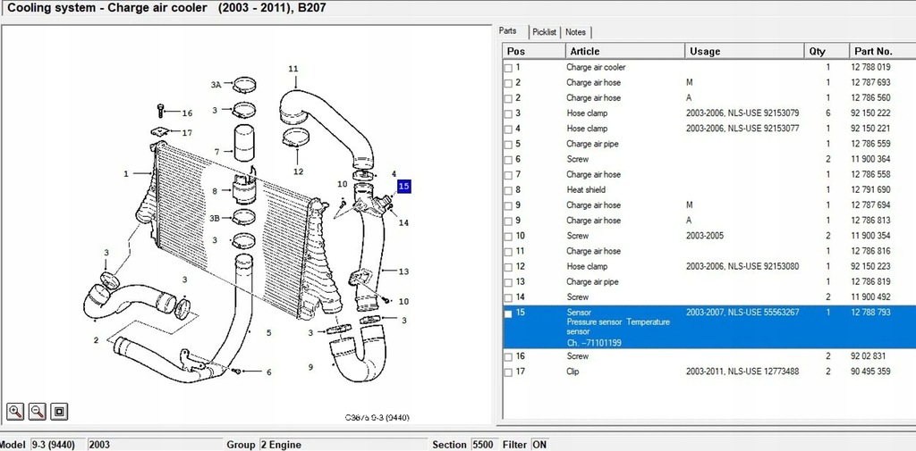 Saab 9-3 Ver2 2005 Senzori de presiune a galeriei (MAP) Product image