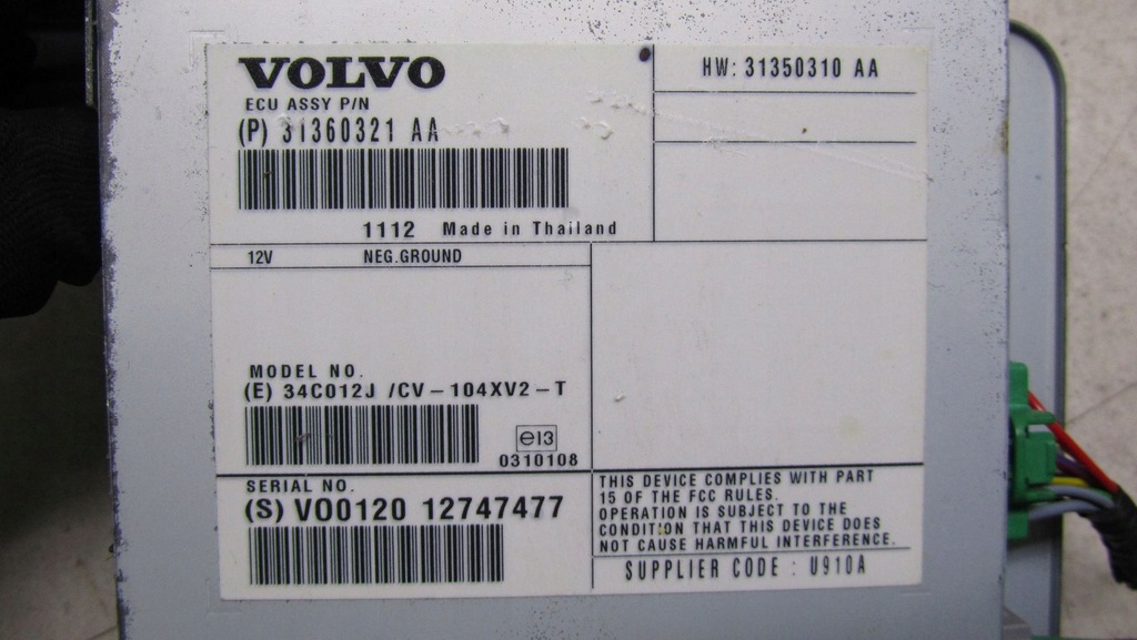 AMPLIFICATOR RADIO VOLVO V60 31360321 10-13 123 Product image