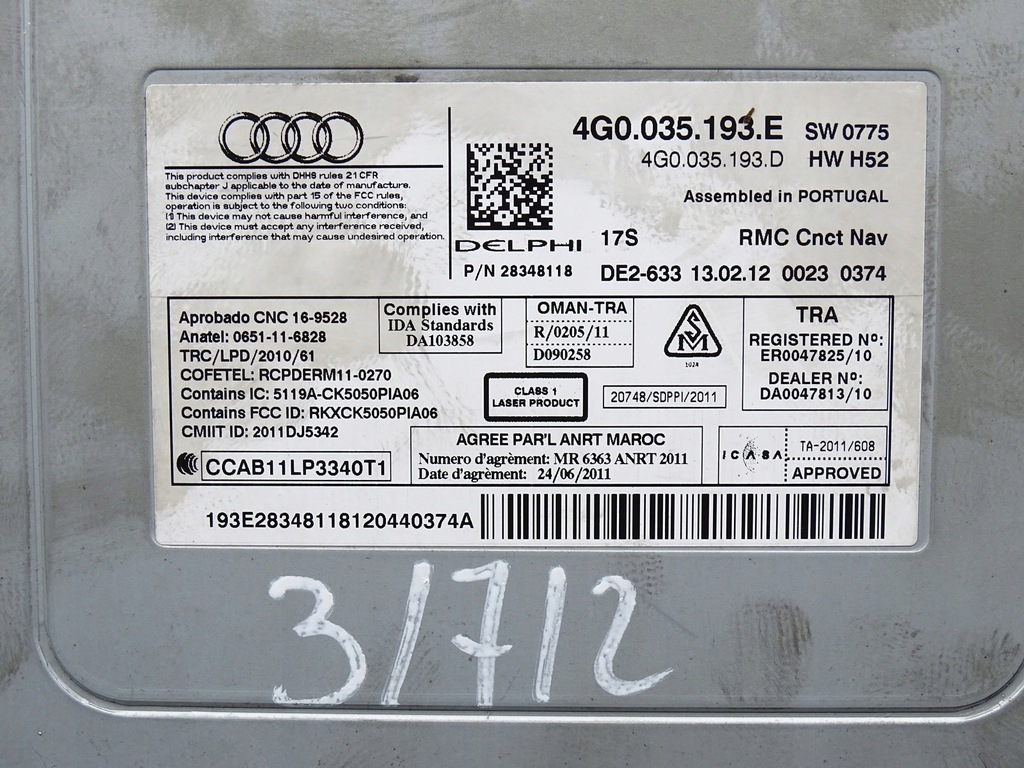 2X CITITOR DE CARD SD PENTRU NAVIGAȚIE AUDI A6 C7 4G0035193E Product image