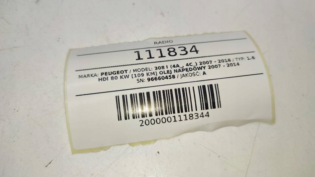 RADIO CD PLAYER 96660458 PEUGEOT 308 I HDI Product image