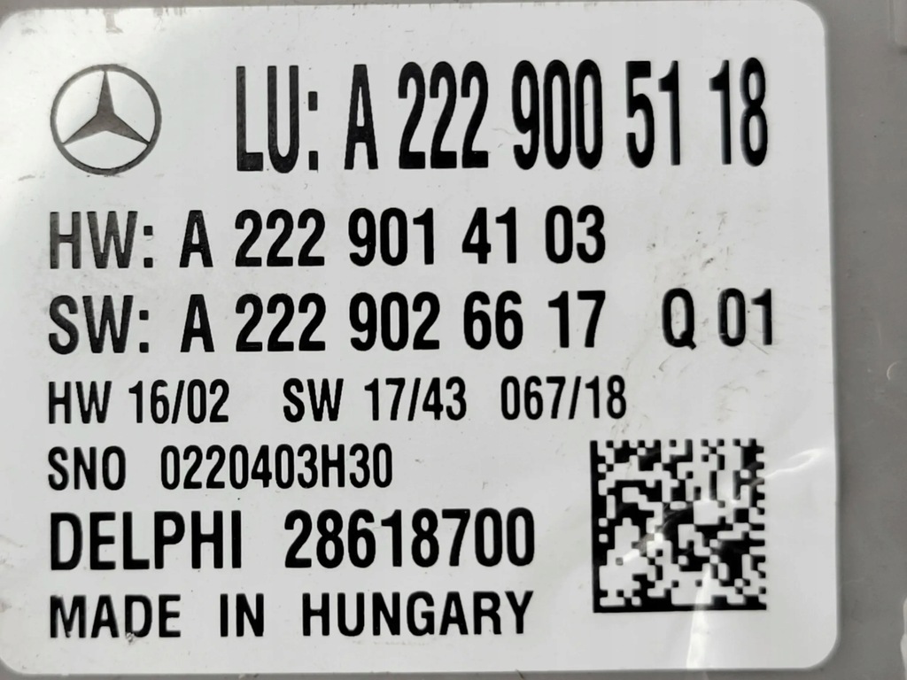 A2229005118 Mercedes-Benz S W222 2015 LCM Modul de lumină Product image