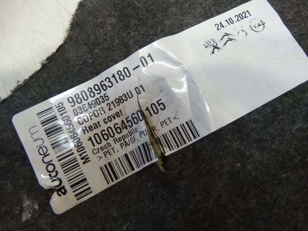 COPERTA SUNETATĂ. MOTOR PEUGEOT CITROEN 9808963180 Product image
