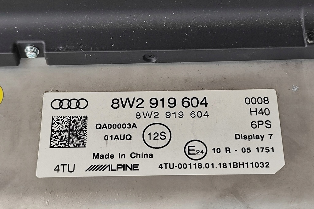 Ecran de navigare AUDI A5 F5 8W2919604 2018 RHD 25207290 Product image