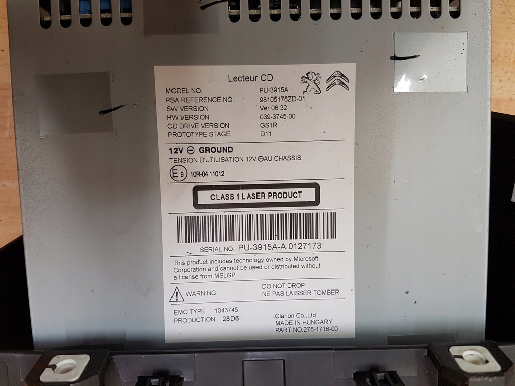 Citroen C4 Picasso II CD Reader Product image
