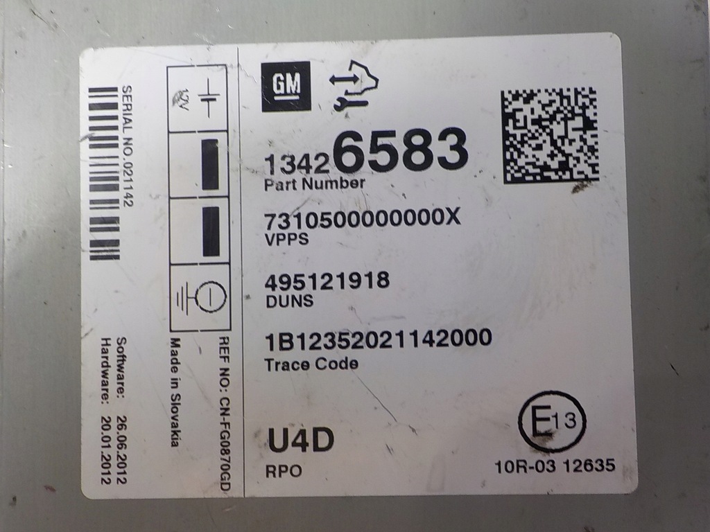 OPEL ASTRA J MODUL CONTROLLER PARCARE PDC 13426583 Product image