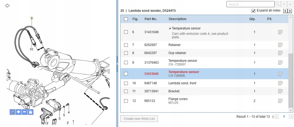 Volvo S60 2007 Senzori de temperatura ulei Product image