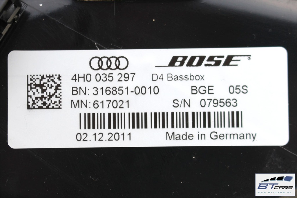 Difuzoare Audi A8 + Amplificator BOSE 4H 4G0035223B 4H0035481A 4H0035297 4H00 Product image