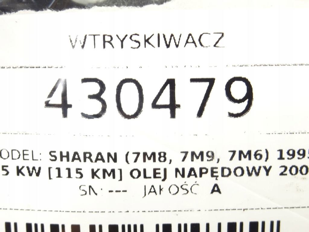 INJECTOR VW SHARAN 0414720038 1.9 115KM 95-10 INJECTIE Product image