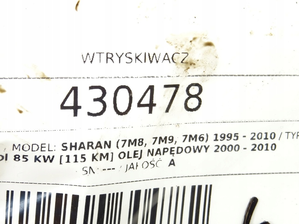 INJECTOR VW SHARAN 0414720038 1.9 115KM 95-10 INJECTIE Product image