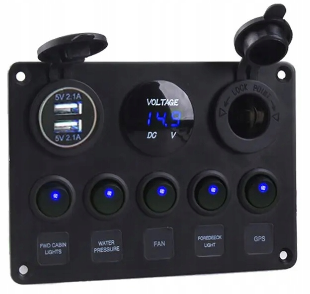 VOLTMETRU DIGITAL PANOU BARCĂ MARINĂ PORTURI USB DUAL 12V Product image