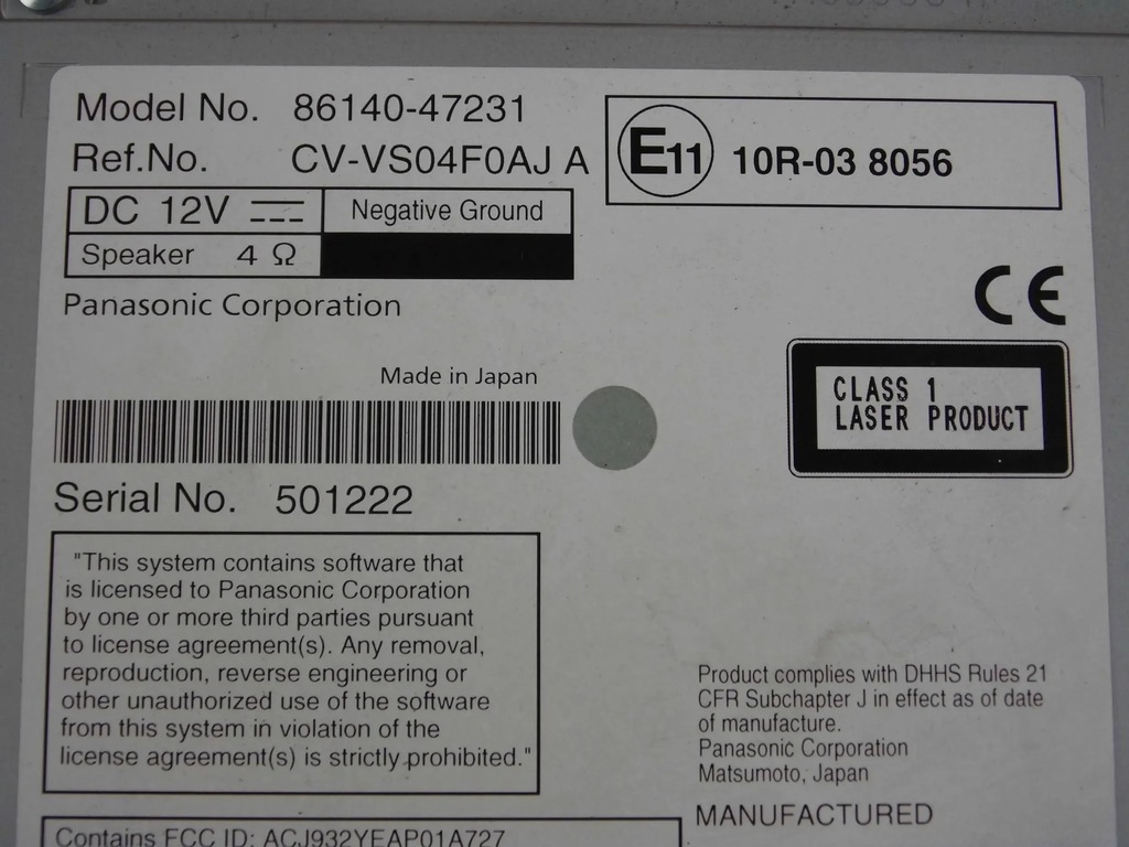 Ecran radio Toyota Prius+ PLUS 86140-47231 8614047231 Product image