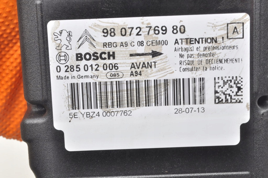 PEUGEOT 2008 SI SENSOR AIRBAG 9807276980 Product image