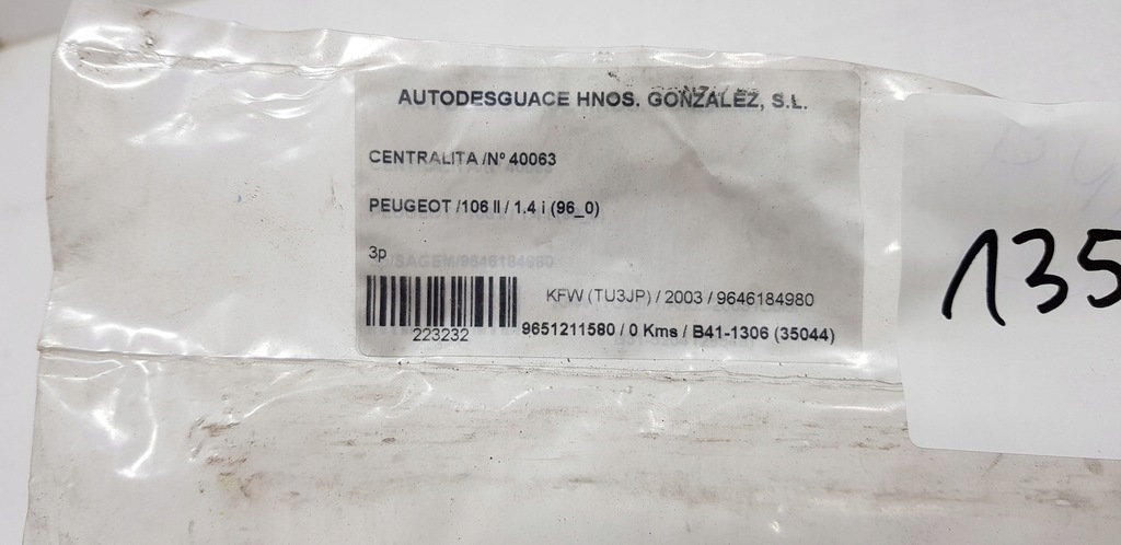 Peugeot 106 1.4 [KFW TU3JP] Calculator motor #1354 Product image