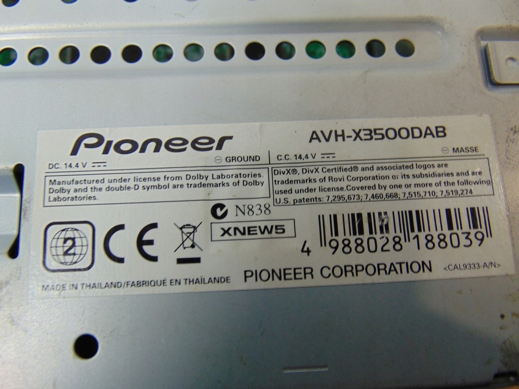 PIONEER AVH-X3500DAB CD RADIO Product image