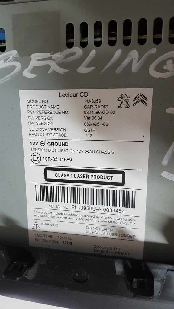 CITROEN PEUGEOT 98245869ZD CITITOR DE CARDURI NOU Product image