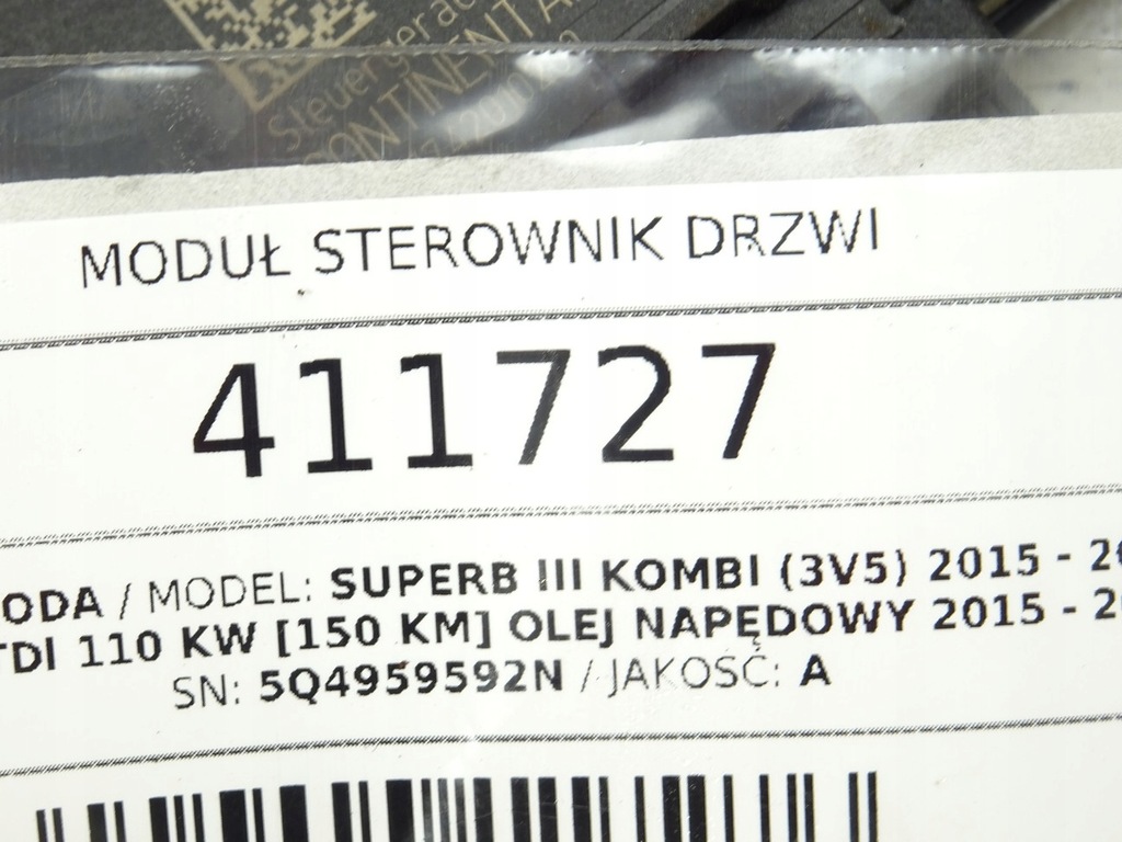 SKODA SUPERB III MODULUL 5Q4959592N CONTROLLER Product image