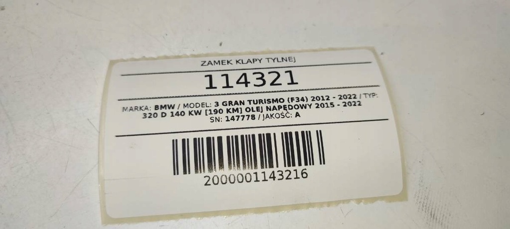 BLOCARE HAYON PORTBAGAI SPATE BMW F34 3 GT 7397630 Product image