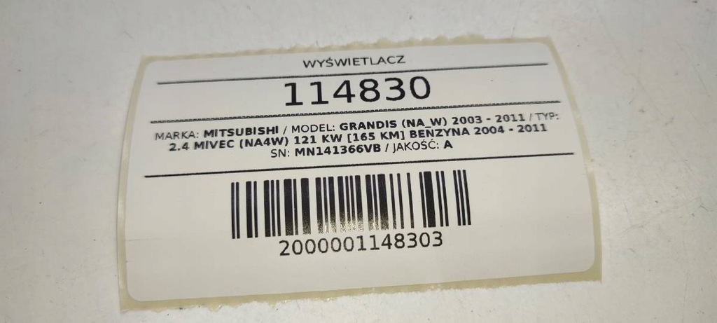 RAFT CEAS AFIS MITSUBISHI GRANDIS MN141366VB Product image