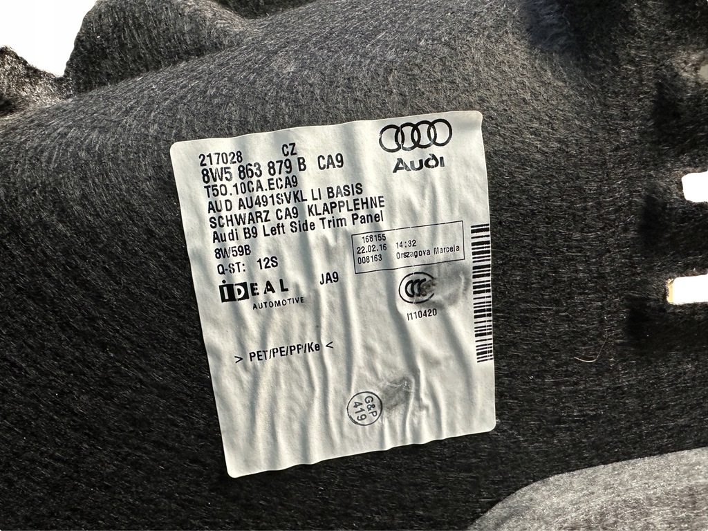 AUDI A4 8W B9 BERLINĂ LATERALĂ PORTUGAL STÂNGA 8W5863879B Product image