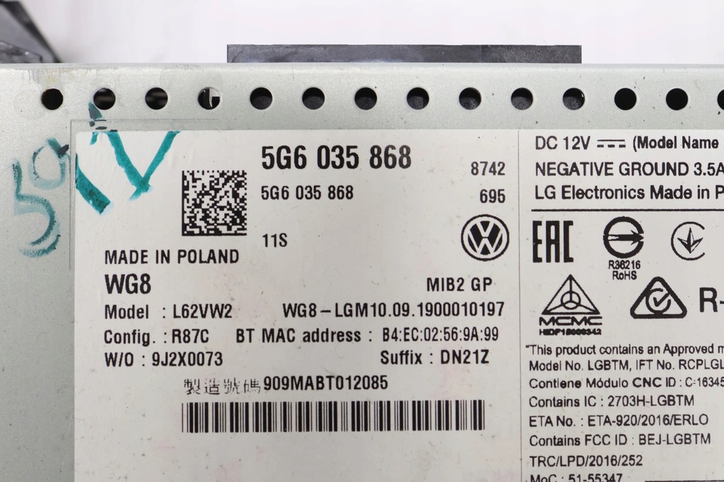 Radio de navigație VW Golf VII 5G6035868 lift Product image