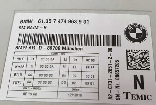 MODUL CONTROLLER SCAUNE BMW 5 LCI F10 74749639 Product image