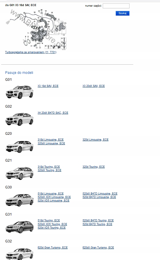 BMW G01 G20 G30 Turbocompresor Turbină 8587540 Product image