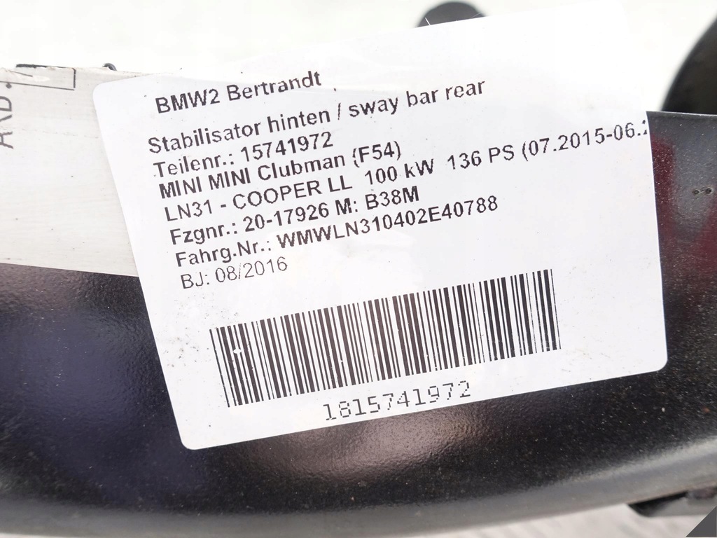 MINI F54 BMW X1 FASCICUL DE SUSPENSIE CĂRUCIOR SPATE 10KM Product image