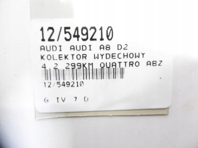 COLECTOR DE ESCAPAR AUDI A8 D2 4.2 V8 077253034E Product image