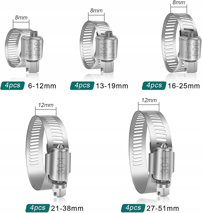 20 bucăți dintr-un set de cleme de furtun 6-51 m Product image