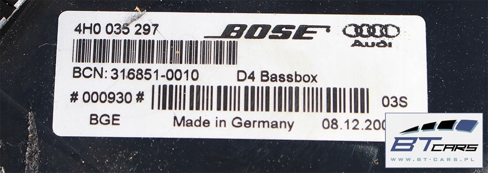 Audi A8 Difuzoare Bose Sound System 4H 4H0035411A 4H1035401 4H1035402 4H0035 Product image