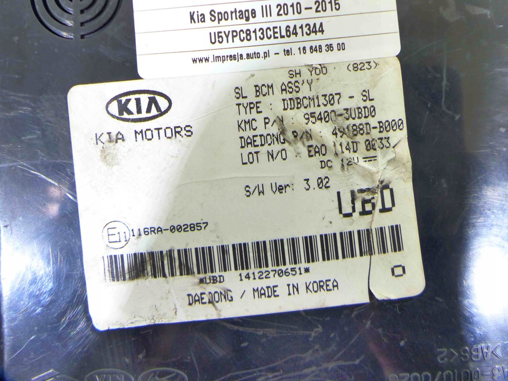 CONTROLLER BCM MODUL SPORTAGE III 10-15 95400-3UBD0 Product image