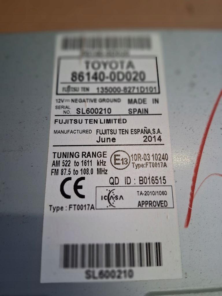 RADIO CD NAVIGATIE TOYOTA YARIS III 2011-2014 86140-0D020 Product image