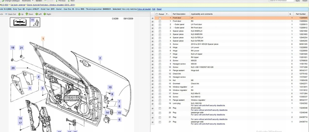 Saab 9-5 2011 Ușă față stânga Product image