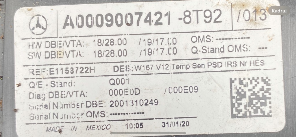 MERCEDES GLS W167 LAMPĂ DE GARNITURĂ A0009007421 Product image