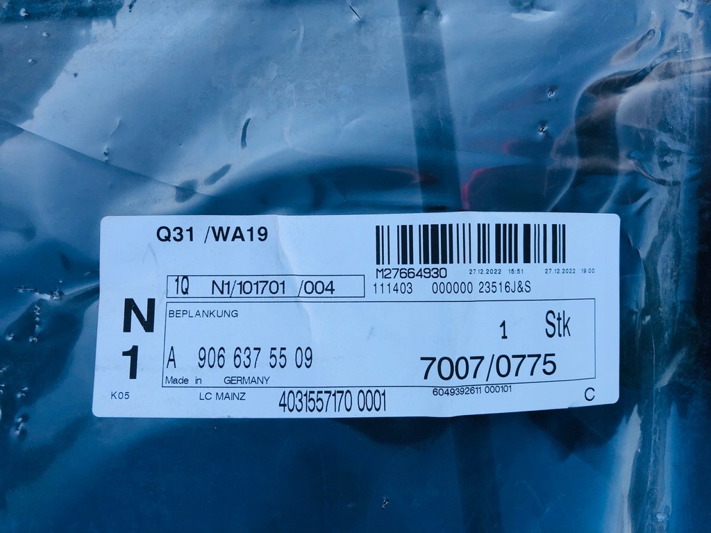 MERCEDES SPRINTER W906 CAPAC LATERAL PANOU ARBOR DREAPTA SPATE Product image