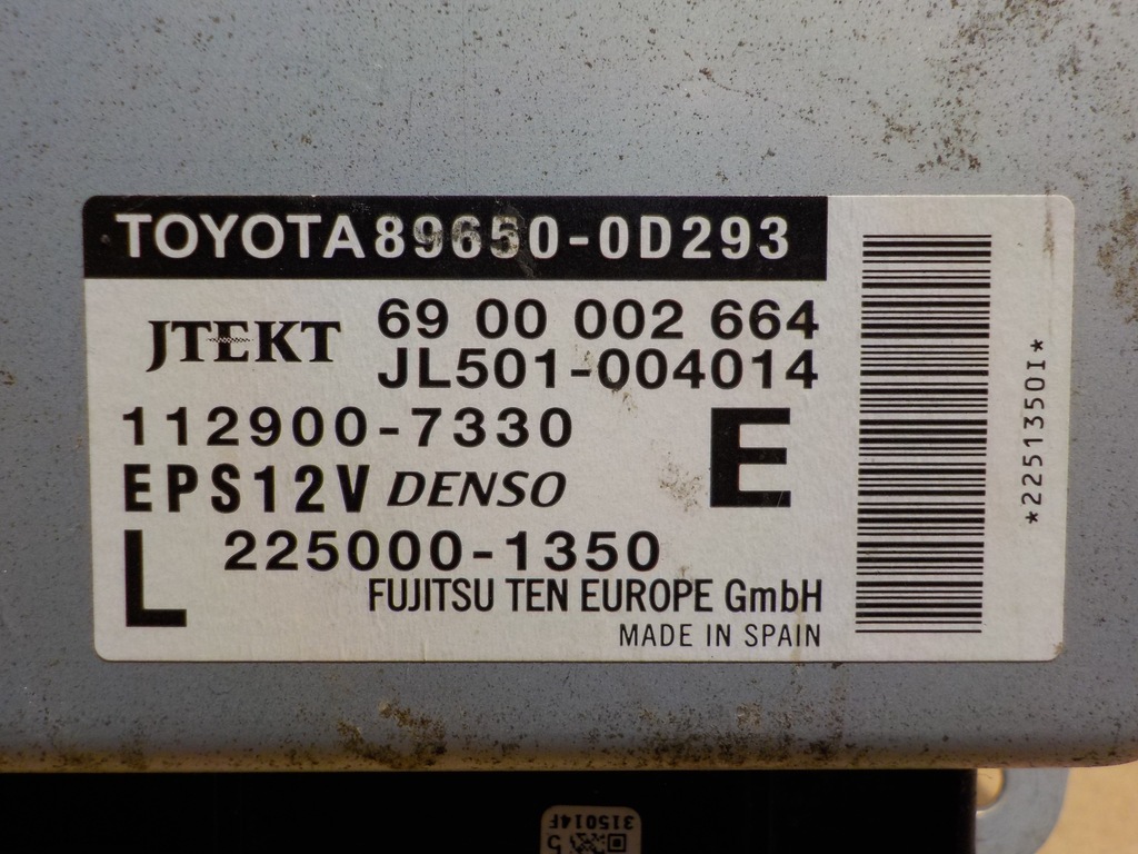 TOYOTA YARIS III 2013R D4D MODUL SERVODIRECȚIE 89650-0D293 Product image