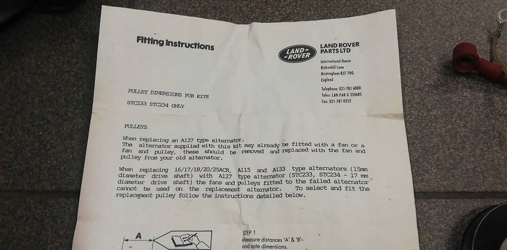 KIT ALTERNATOR LAND ROVER STC 233 STC 234 Product image
